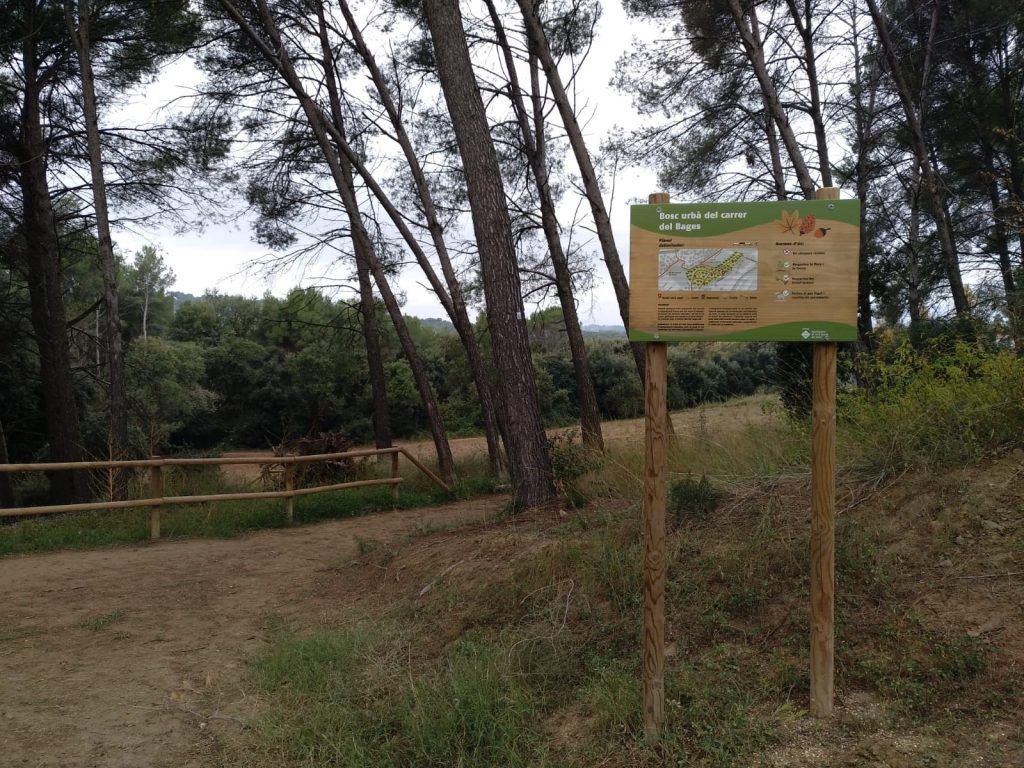 Cartel de madera a la entrada de una zona de ocio verde